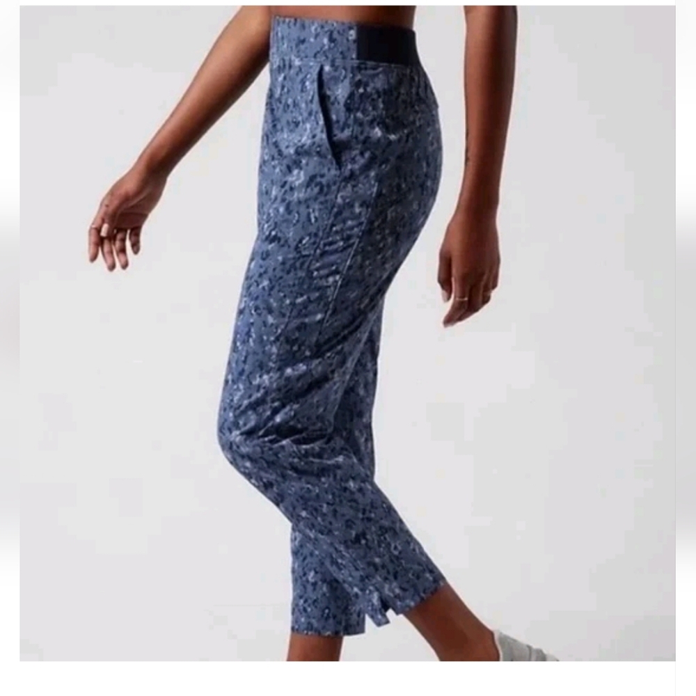 ATHLETA Brooklyn Ankle Pants Captivate Chrome Blue Women's Size 14